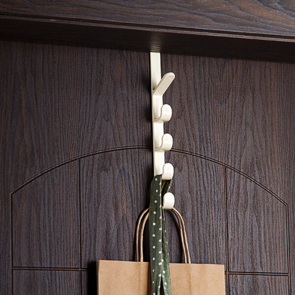 5 Level Over Door Hook For Hanging Coat Hangers, Hats, Purses, Backpacks, Purses, Jackets And Other Items. (1 Piece) / Over The Door Hanger Hook Clothes Storage Holder Multipurpose Towel Hanging Rack ( Plastic)