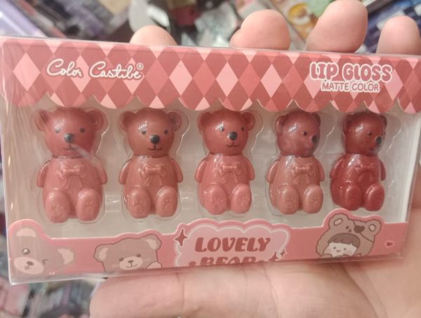 Pack Of 05 Matt Teddy Bear Lip Gloss | Lip Gloss For Girls