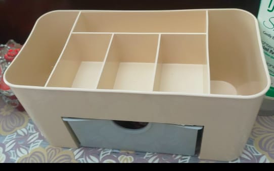 Plastic Makeup Storage Box With Small Drawer For Bathroom,Makeup Brush Organizer