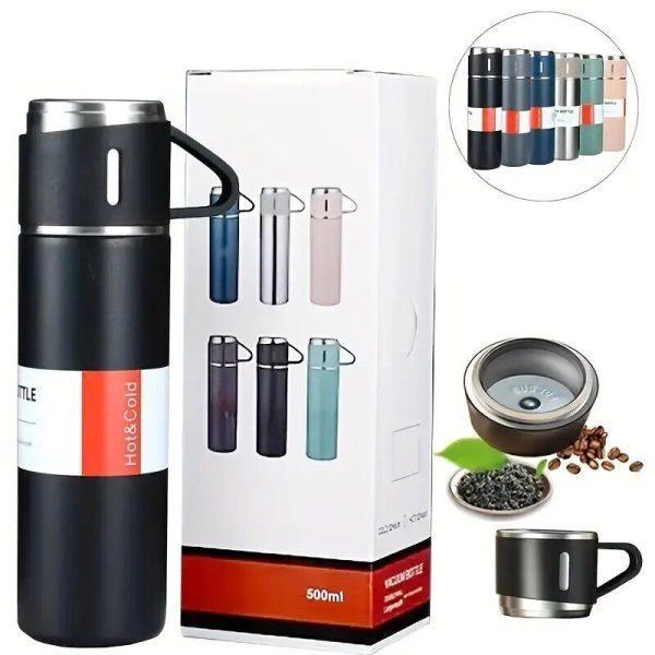 1 Cup Vaccum Insulated Water Bottle | New Creative Gift Box Set Vacuum Cup Set 500ml 304 Stainless Steel Thermos