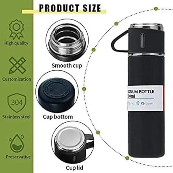 1 Cup Vaccum Insulated Water Bottle | New Creative Gift Box Set Vacuum Cup Set 500ml 304 Stainless Steel Thermos