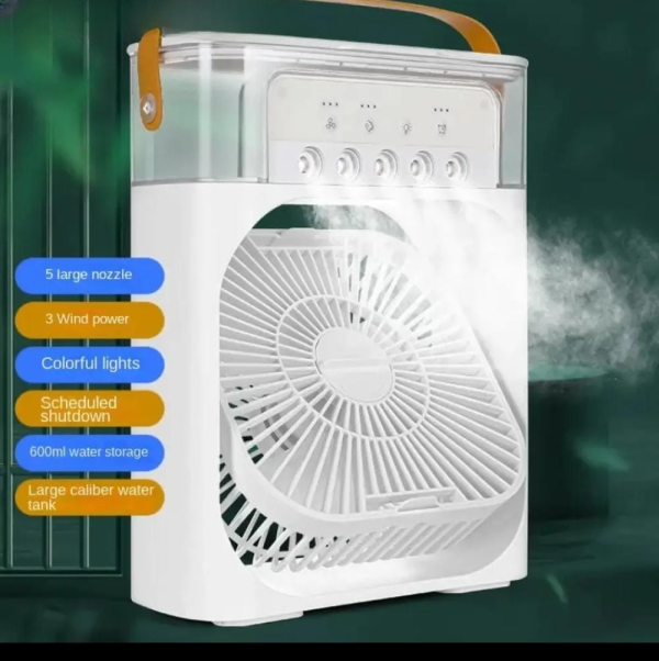 10 Inche Portable Air Conditioner Fan: Usb Electric Fan With Led Night Light, Fine Mist Water, And Humidifier Function