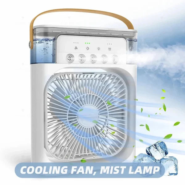 10 Inche Portable Air Conditioner Fan: Usb Electric Fan With Led Night Light, Fine Mist Water, And Humidifier Function
