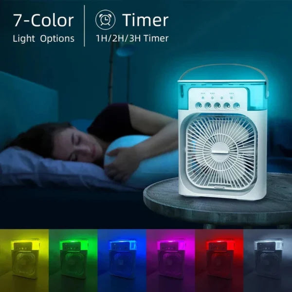10 Inche Portable Air Conditioner Fan: Usb Electric Fan With Led Night Light, Fine Mist Water, And Humidifier Function