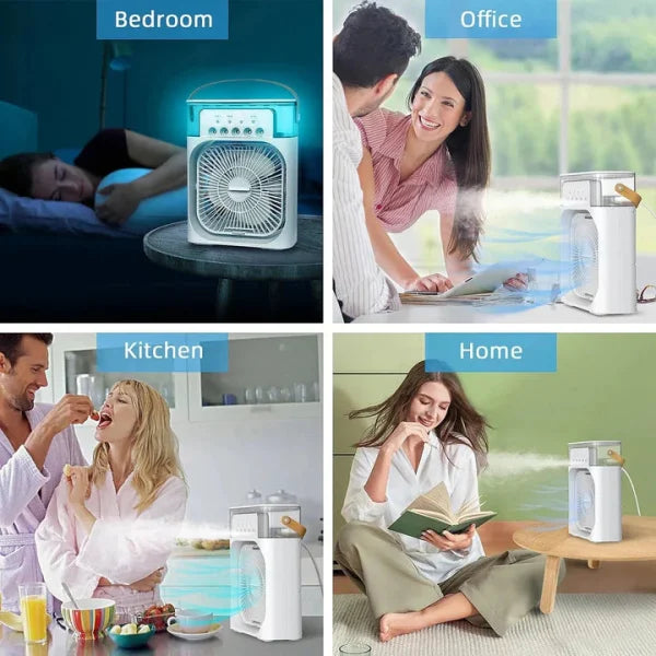 10 Inche Portable Air Conditioner Fan: Usb Electric Fan With Led Night Light, Fine Mist Water, And Humidifier Function