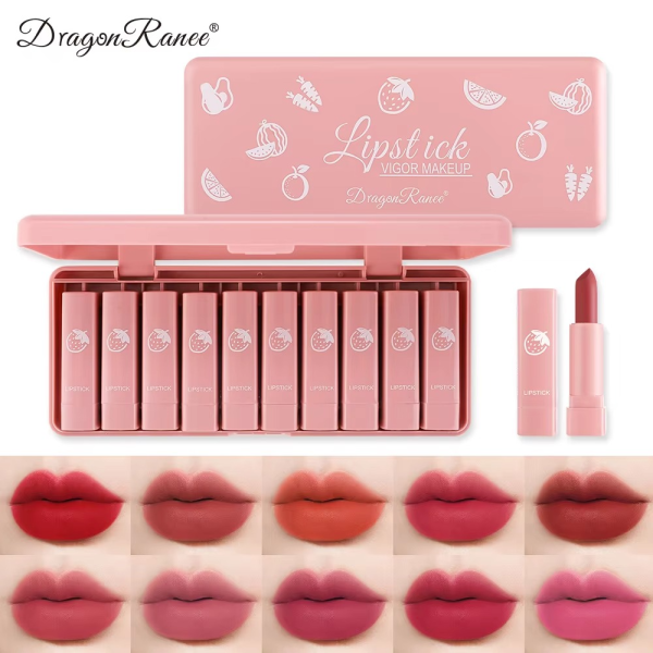 10pcs Dragon Ranee Lipsticks Set Waterproof & Long-lasting