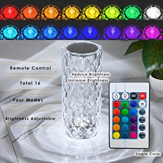 16 Colors Diamond Rose Crystal Lamp Bedside Acrylic Table Lamp | Led Diamond Touch Lamp With Remote