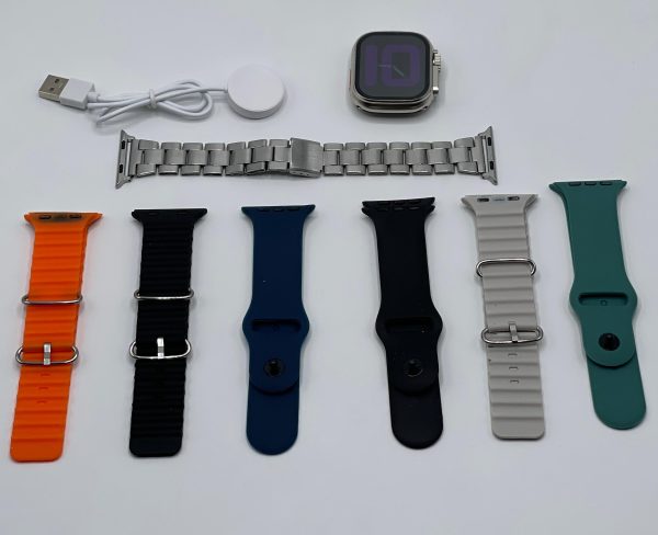7-in-1 Ultra Smart Watch – Advanced Multi-feature Fitness Tracker With Bluetooth Calling, Random Color Straps – Smartwatch With 6 Silicone Stripes And 1 Metal Strip