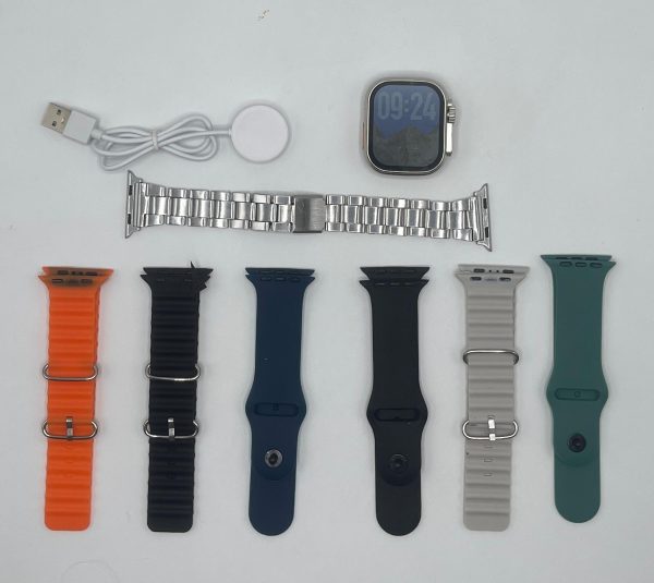 7-in-1 Ultra Smart Watch – Advanced Multi-feature Fitness Tracker With Bluetooth Calling, Random Color Straps – Smartwatch With 6 Silicone Stripes And 1 Metal Strip