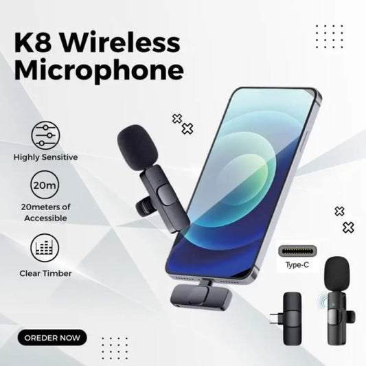 K8 Wireless Lavalier Microphone With Type-c Connector – Noise-canceling Clip-on Collar Mic – Ideal For Vlogging, Interviews, And Content Creation