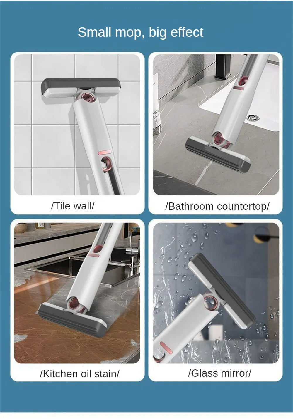 Mini Squeeze Mop Portable Cleaning Mop Desk Cleaner Window Glass Sponge Cleaner Wear-resistant Household Cleaning Tools