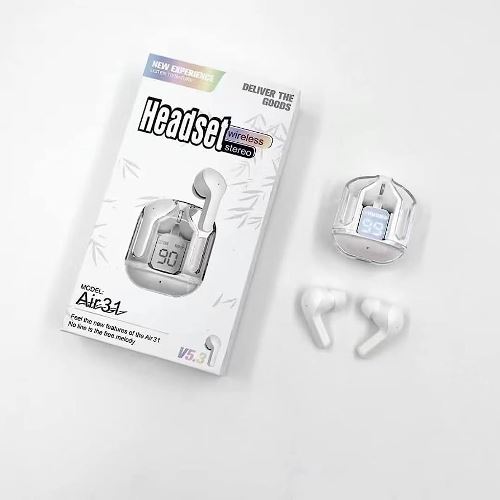 Air31 Wireless Crystal Transparent Bluetooth/airpods/earbuds