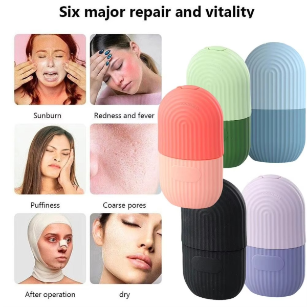 Ice Roller Facial Massage | Silicone Cleansing Ice Lattice | Ice Cube Roller With Scrub