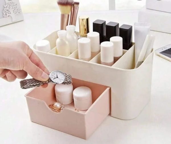 Plastic Makeup Storage Box With Small Drawer For Bathroom,Makeup Brush Organizer