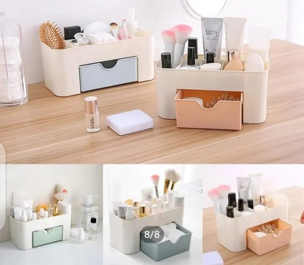 Plastic Makeup Storage Box With Small Drawer For Bathroom,Makeup Brush Organizer