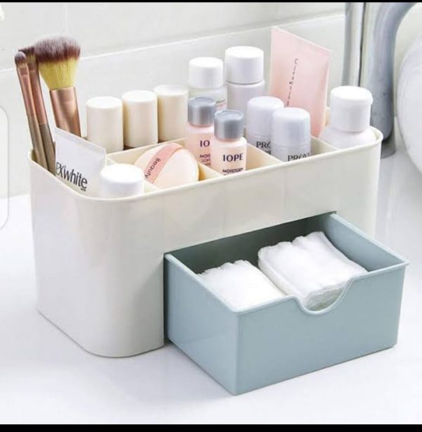 Plastic Makeup Storage Box With Small Drawer For Bathroom,Makeup Brush Organizer